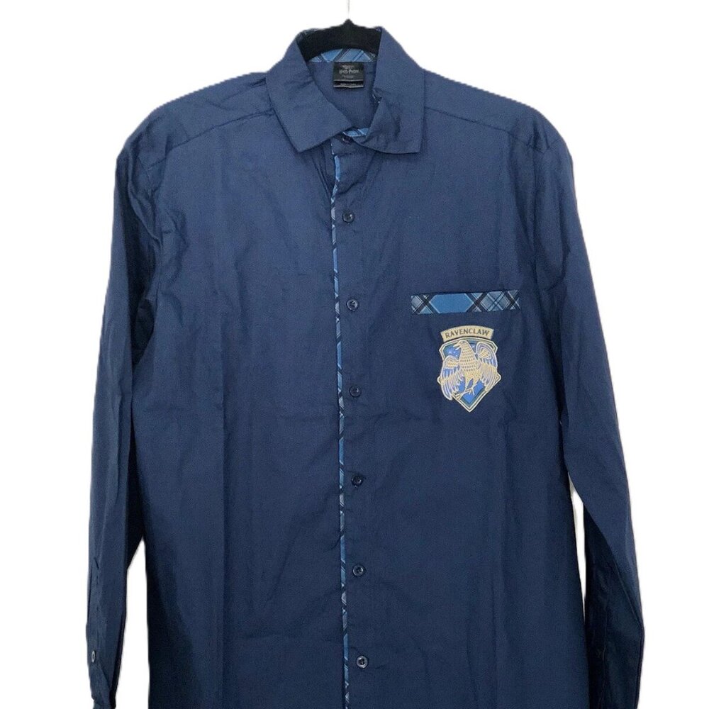 Universal Studios Harry Potter Ravenclaw Men's Blue Button Down Shirt Size XXLG